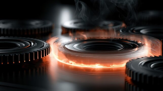 Glowing molten metal gear machine concept