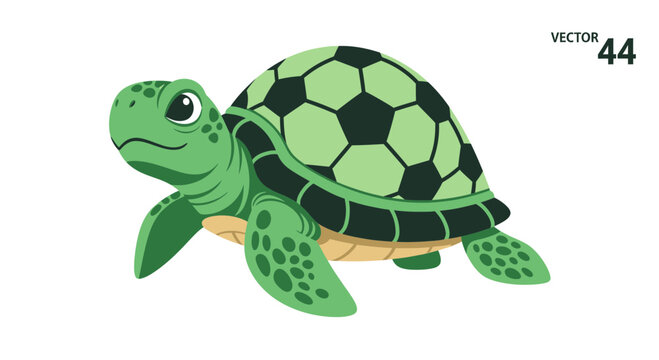Green turtle with soccer ball shell.