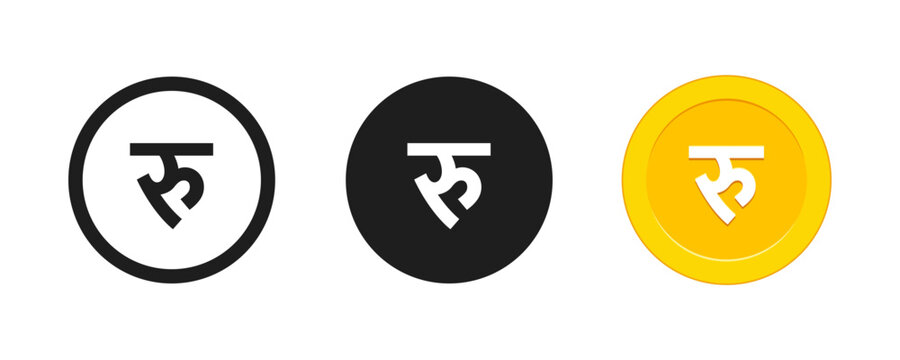 Nepalese Rupee Currency Symbol Icon Set. Flat Financial Currency Symbol Icons for Banking and Business