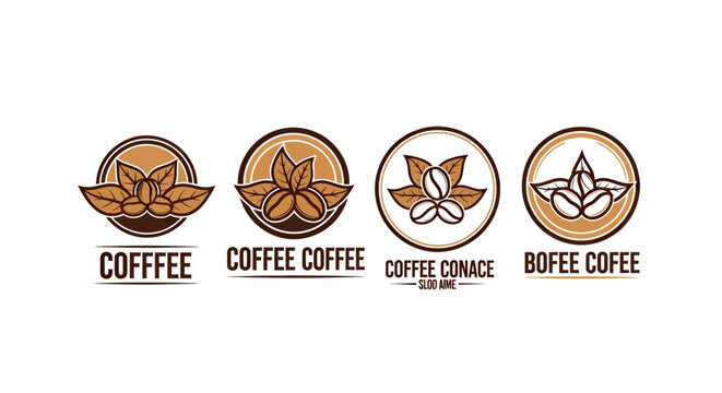 Collection of Coffee Logo Designs and Emblems on Circular Badges.