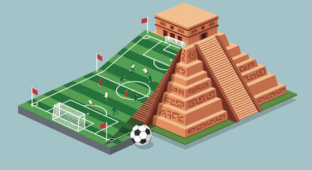 Pyramid next to soccer field. © alfath