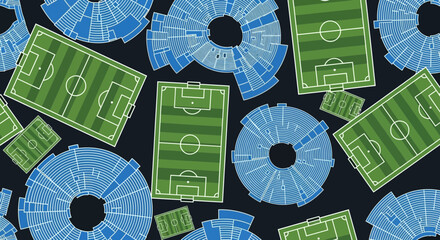 Soccer fields and blue discs pattern. © alfath
