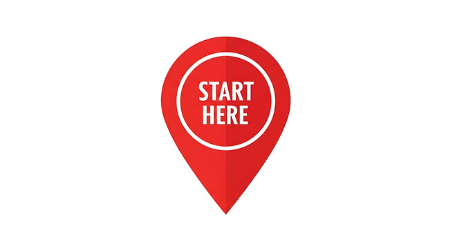 Red start here map pin icon