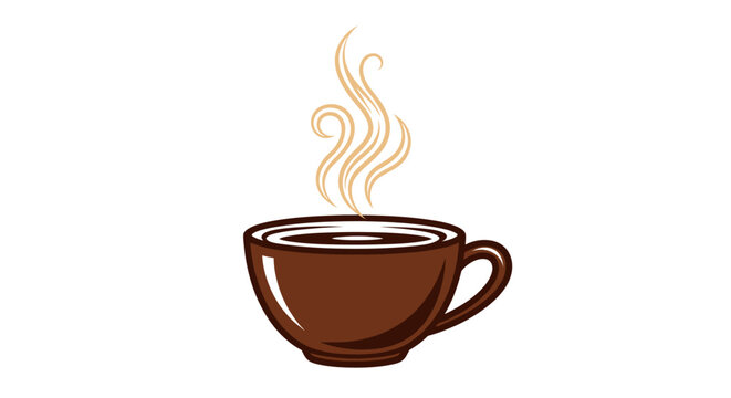 Steaming cup of coffee in a brown mug with aromatic steam and cozy morning vibe.