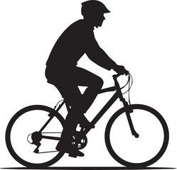 Obraz premium Cyclist Riding Mountain Bike Silhouette Against Plain Background Vector Illustration, Generative AI