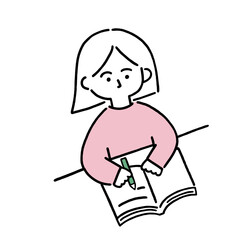 Obraz premium 日記を書く女性