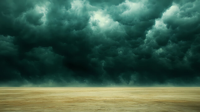 Dark Storm Clouds Gathering Over a Desolate Landscape