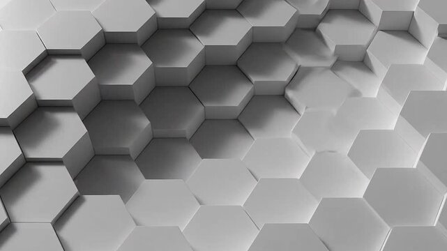 A pattern of white hexagonal blocks with soft shadows and depth