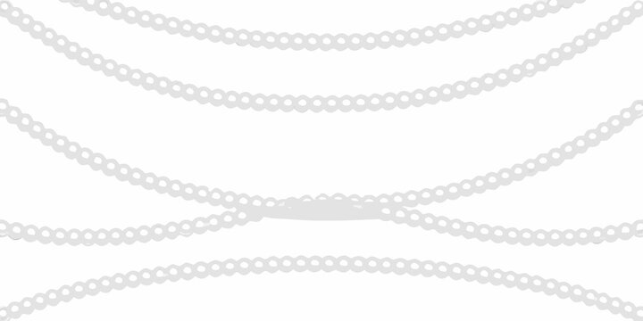 Strands of white pearls arranged in flowing curves against a white background pearl necklace