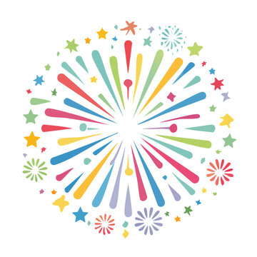Colorful firework burst vector graphic