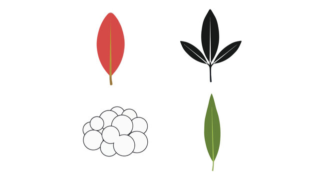 Minimalist leaf shapes and fluffy white cotton cloud