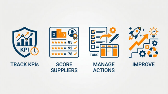 Business professionals analyze data to track KPIs and improve performance metrics.