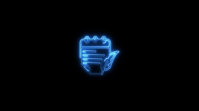Neon blue calendar with checkmark on black background calendar checkmark to-do list task list reminder