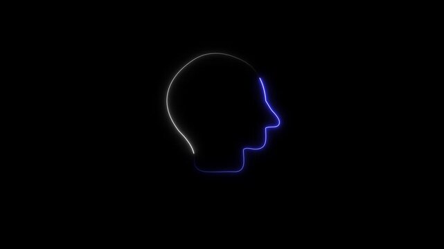 Colorful Glowing neon line Human head with question mark icon on Human icon concept. Neon glowing question mark with man head icon