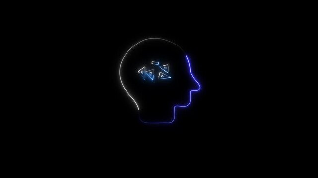 Colorful Glowing neon line Human head with question mark icon on Human icon concept. Neon glowing question mark with man head icon