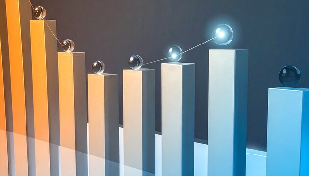 Glowing 3D bar chart symbolizing growth and progress