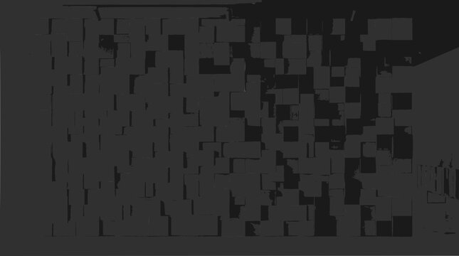 Abstract Geometric Pattern, Dark Gray Squares and Rectangles, Modern Digital Art