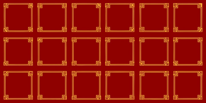 Rectangular Frames With Ornate Corners Vector Illustration On Red Background