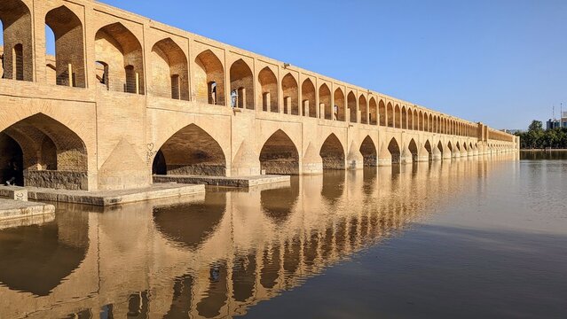 The Khaju Bridge is one of the historical bridges on the Zayanderud, the largest river of the Iranian Plateau, in Isfahan, Iran.