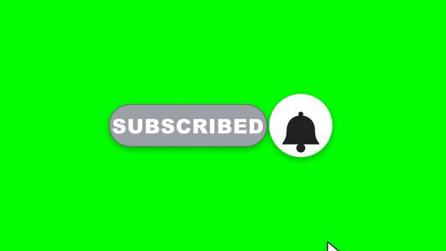 4K green screen SUBSCRIBE animated title - subscribe button with notification bell, kinetic typography motion graphics intro overlay, chroma key