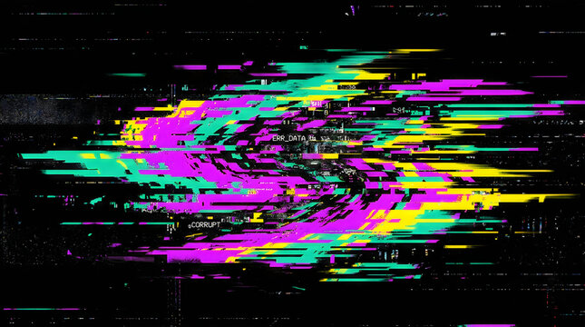 Glitch art error aesthetic with distorted data