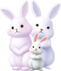 Obraz premium cartoon happy rabbit family perfect for Easter designs children books and family themed greeting cards.