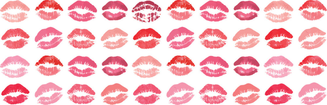Lips Kiss Marks on White Background