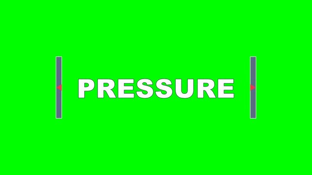 4K green screen PRESSURE animated title - opposing walls compress then release the word, kinetic typography motion graphics intro overlay, chroma key