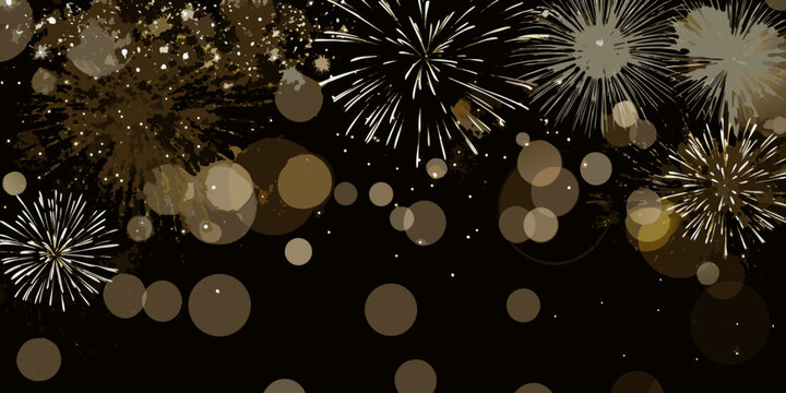 Golden fireworks and bokeh lights a celebratory vector illustration