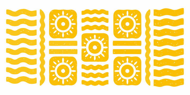 Abstract Sun And Wave Pattern Yellow Vector Illustration On White Background