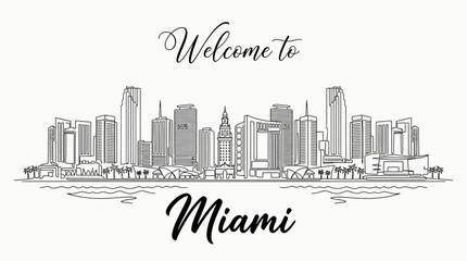 Fototapeta premium Miami Skyline Illustration: Welcome to Cityscape