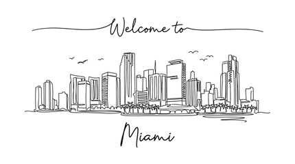 Fototapeta premium Miami Skyline Illustration: Welcome to Cityscape Sketch