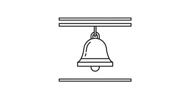 Simple Line Art Icon of a Hanging Bell, Symbolizing Alert, Notification, or Ringing