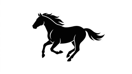 Silhouette of a powerful horse running with mane flowing. © zada
