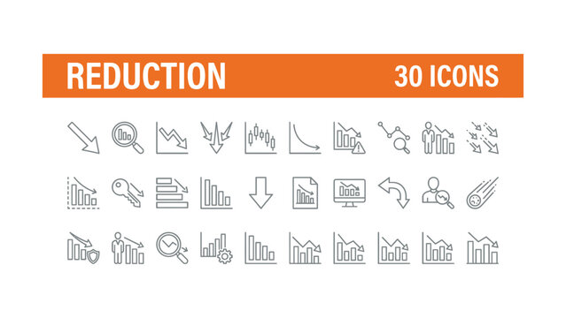 Collection of line icons for business and finance concepts  graphs and charts symbols