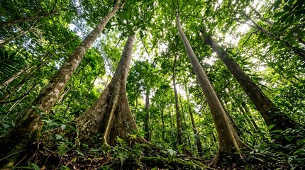 Fototapeta premium Lush Canopy View in Dense Rainforest Jungle