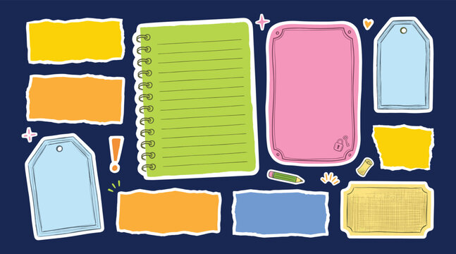 Colorful school supplies illustration set