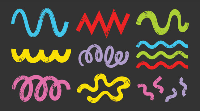 Colorful abstract wavy line patterns collection