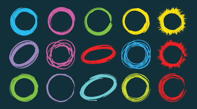 Colorful abstract glowing rings with sparks