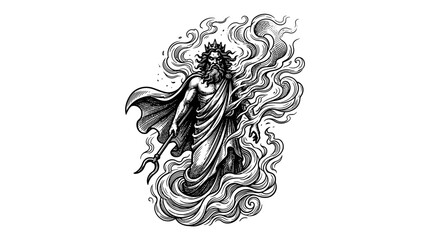 Fototapeta premium Mythical Dragon Spirit Illustration with Flames and Smoke.