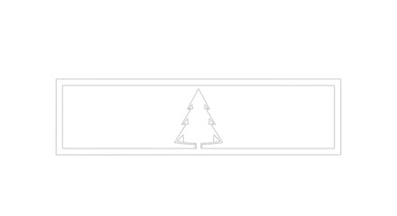 Obraz premium Minimalist Christmas Tree Outline in Rectangular Frame, Simple Winter Holiday Graphic
