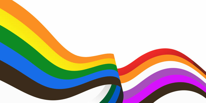 Flowing rainbow pride flags with dynamic curves against a white background vector illustration flag