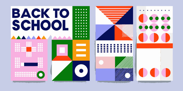 Geometric pattern set with text a colorful vector illustration for educational themes abstract arrangement