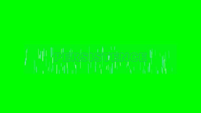 4K green screen PERSISTENCE animated title - water streams split around the letters, kinetic typography motion graphics intro overlay, chroma key