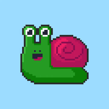 Pixel art Snail Character game asset design