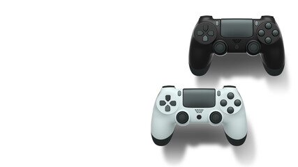 Wireless gaming controllers flying in air isolated on white background, symbolizing gaming technology concept © Vasyl Onyskiv