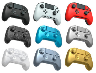 Collection of gaming controllers isolated on white background with clipping path © Vasyl Onyskiv
