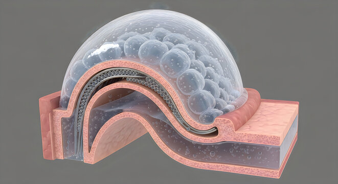 3d render of human brain showing cross section with neurons and synapses, medical illustration