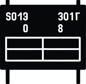 Digital scoreboard with alphanumeric characters and information cells and display and numbers in solid style