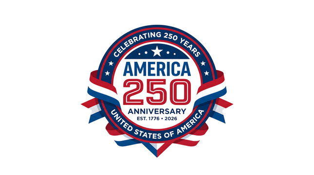 America 250 anniversary emblem celebrating 250 years of us history isolated on transparent background